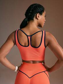 Powerista 女士镂空边饰低冲击运动文胸 - 橘色 - 查看 3