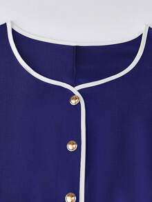 GlowEve CURVE Nuevo conjunto de 2 piezas de verano para mujer de talla grande, adecuado para ir al trabajo, fiestas, reuniones, salidas casuales, estilo chino, estilo resort, apropiado para el Día de San Patricio, Pascua, Día de San Valentín, Navidad, Acción de Gracias, cómodo, versátil, favorecedor, conjunto de primavera/verano - Azul - Ver 3