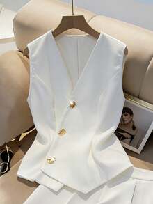 Modelyn Bộ vest và quần short không tay ôm dáng thanh lịch dành cho nữ. - trắng - Xem 6