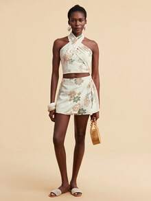 Travachic Quần culottes nữ kiểu dáng thường ngày, thắt eo, thêu hoa. - Nhiều màu - Xem 3