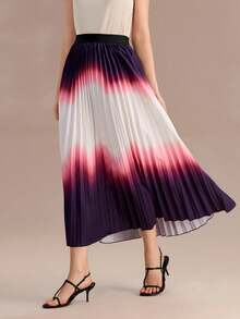 SHEIN Franclia Falda plisada degradada para mujer - Multicolor - Ver 4