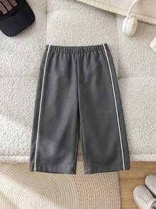1pc Young Boys' Casual Sports Pants, Straight Leg, Soft & Comfortable, With Decorative Drawstring, Versatile For Daily Wear, School, Outdoor, Sports, Suitable For Spring, Summer, Autumn, Winter - Light Grey - View 2