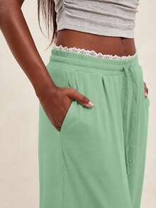 NYA SZN Quần ống rộng màu xám, bộ đồ mặc nhà mùa hè. - màu xanh lá - Xem 7