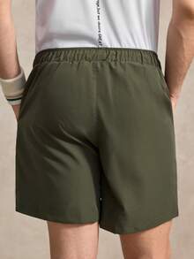 Courvante Loose Fit Men's Slant Pockets Drawstring Waist Casual Shorts - Army Green - View 2