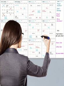 SHEIN Erasable Wall Mounted Calendar, 12-Month Annual Plan, Back To School Season, Study Supplies - Single Piece - View 11