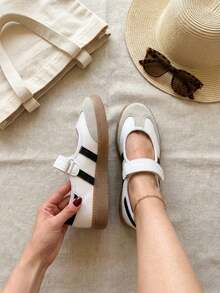 Zapatos Planos Mujer Mary Jane cómodos suela chunky moda diaria - blanco - Ver 5