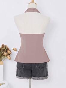 Elamini 女士复古波西米亚风露背吊带背心，春夏款 - 淡紫色 - 查看 2