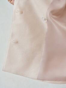PREMIUM WOVEN SHINY SATIN ELEGANT SLEEVELESS BLAZER - Apricot - View 6