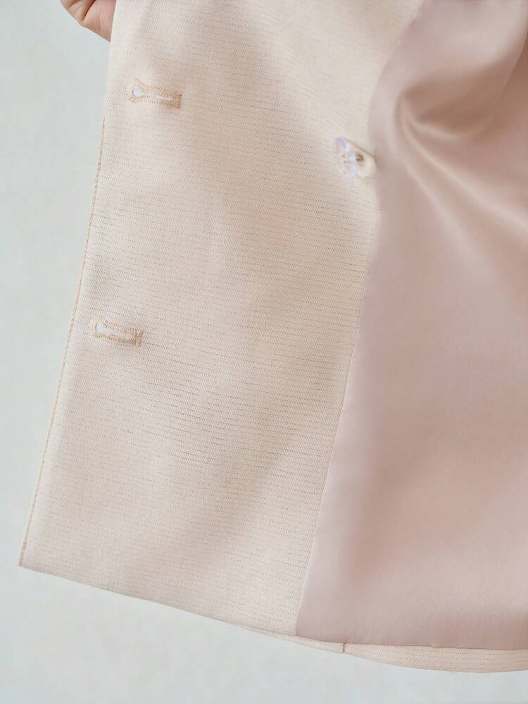 WOVEN SHINY SATIN ELEGANT SLEEVELESS BLAZER