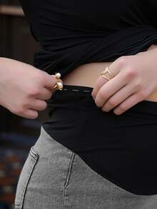 Momance 孕妇弹力修身时尚牛仔裙 - 灰色 - 查看 7