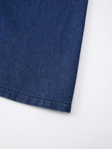 GlowEve 女士无袖收腰休闲牛仔连衣裙，适合夏季日常通勤 - 藍色 - 查看 6