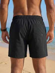VIVINTIMO Men's Leopard Print Patch Pocket Drawstring Waist Beach Shorts, Suitable For Summer Men Swim Wear - Multicolor - View 2