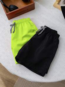 SHEIN 2PCS Young Boys Swimwear - Green - View 7