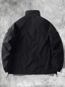 Manfinity EMRG Men's Utility Double Pocket Front Print Design Access Control Comfortable Versatile Street Jacket Coat - Black - View 2
