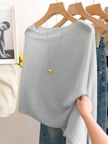 GlowEve Poncho ample décontracté de style vacances pour femmes, printemps/été - Gris pâle - Voir 3