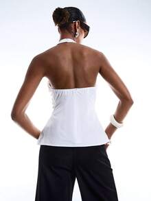 LYSMO 2026 New Arrive Minimalism Spring/Summer Women's Sexy Hollow-Out Backless Halter Top, Summer - White - View 2