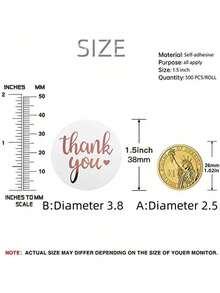 500pcs/Roll Decorative Thank You Label Stickers With English Text Patterns, Adhesive Sealing Stickers - White - View 2