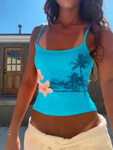 EMERY ROSE Women's Beach Vacation Casual Printed Camisole - Multicolor - View 1