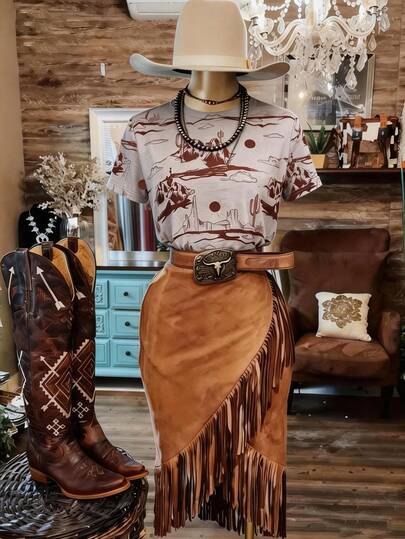 EMERY ROSE 风景图案数码印花休闲圆领短袖T恤，送给朋友的礼物