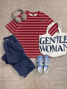 Attitoon Stripy T Shirt Cherry T-Shirt Red T-Shirt,Summer Top - Multicolor - View 8