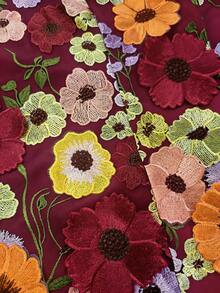 GlowEve CURVE Áo blazer không tay thêu họa tiết thanh lịch cỡ lớn dành cho nữ - Màu Đỏ Sâu - Xem 4