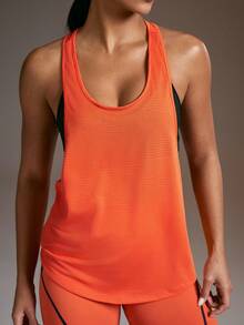 Powerista Effenkleurige, ademende sporttanktop met racerback - Oranje - Bekijken 3