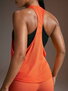 Powerista Effenkleurige, ademende sporttanktop met racerback - Oranje - Bekijken 5