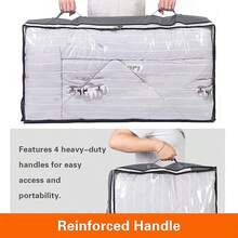 4Pcs New Material Under-Bed Storage Organizer, Clear Window & Reinforced Design, Durable Storage Box For Bedding, Clothes, Toys & Shoes (Grey) - Grey - View 3