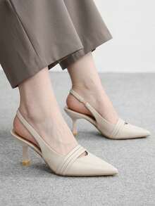 CUCCOO BIZCHIC Tacones de punta para mujer, tacones altos versátiles para ir al trabajo y uso diario - Albaricoque - Ver 4
