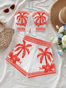 Soleia 女士度假休闲抹胸上衣和短裤两件套 - 彩色 - 查看 5