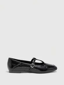 CUCCOO BIZCHIC Version ~ New T-Strap Mary Jane Shoes With Hidden Wedge Heels, Chunky Heels, Slimming French High-Heeled Shoes For Women - Black - View 4