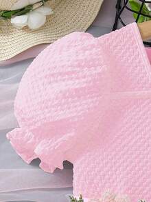 SHEIN Elladie kids Đầm công chúa trắng cho bé gái, kèm thắt lưng hoa, tay ngắn, đầm dự tiệc cưới cho bé gái, đầm nhẹ nhàng cho các dịp lễ hội. - Hồng - Xem 5