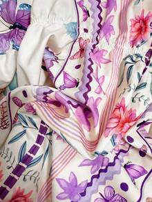 Sweetra Bohemian Style Printed Beach Slip Dress - Lilac Purple - View 3