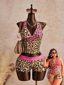 Slaydiva 2026 New Plus Size Halter Bikini 2 Pieces Set, Women Summer Beach Vacation Outfit - Multicolor - View 7