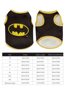 Batman X PETSIN 1pc Superhero Style Printed Pet Vest, Soft, Breathable, Unconstrained, Black And Yellow Contrasting Pet Clothes - Multicolor - View 3