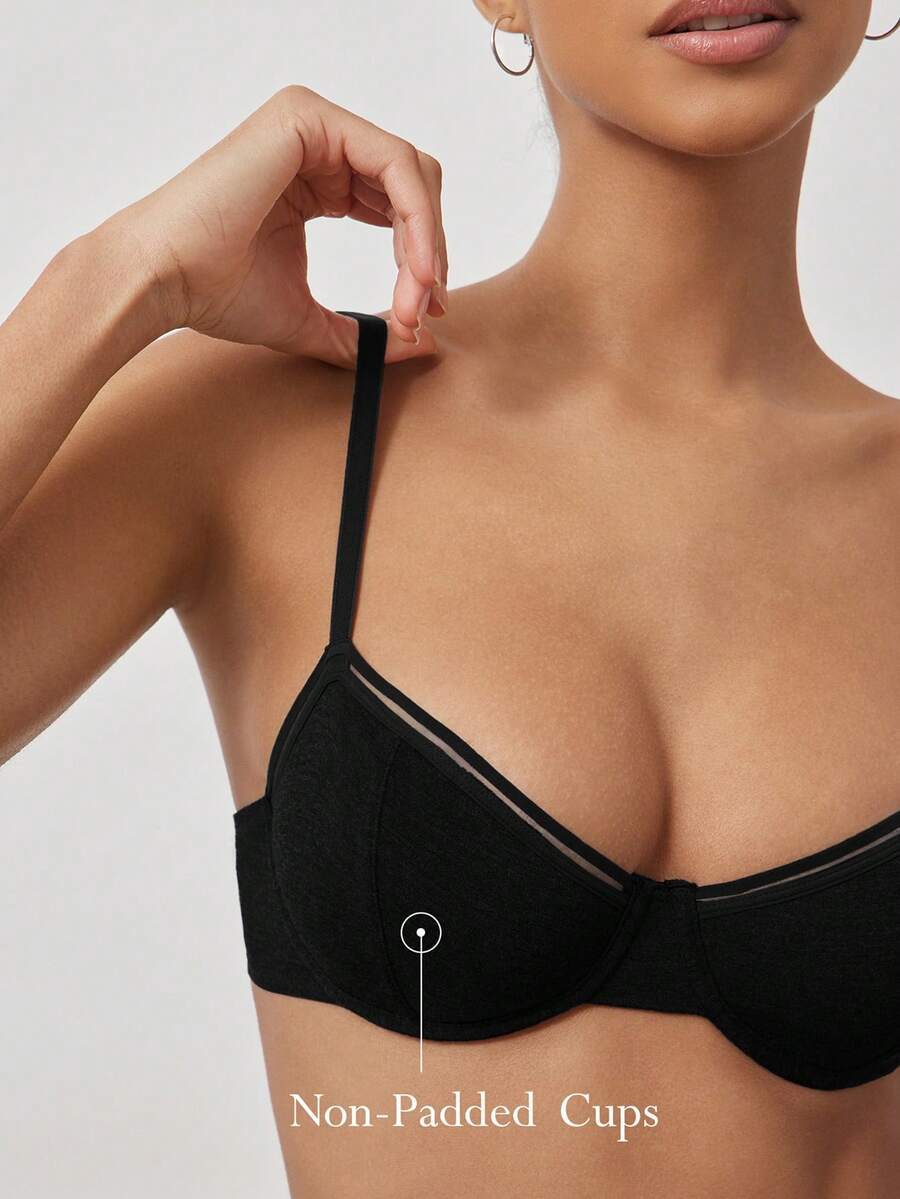 Ocili 1pc Women's Fashion Comfortable Wireless Solid Color Bra, Sexy Backless Versatile Lingerie - Black - View 1