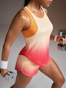 Powerista 女士字母印花撞色休闲健身运动背心 - 紅色 - 查看 5