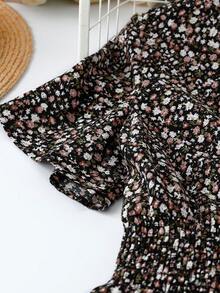 EMERY ROSE Gaun Kasual Lengan Pendek Bermotif untuk Wanita, Desain Acak, Pakaian Maxi Wanita - Hitam - View 5