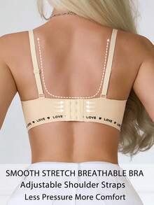 Comfortable Seamless Printed Heart Graphic Bra For Women - Apricot - View 2