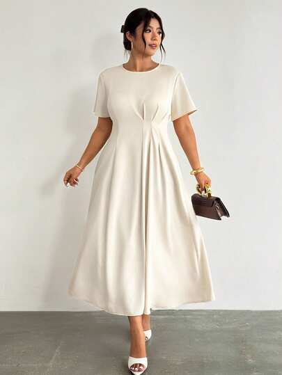 Firerie Đầm nữ đa năng xếp ly màu mơ nhạt, chất liệu giả lanh, thích hợp cho kỳ nghỉ, đi biển, công sở, mặc hàng ngày/lễ hội/lễ tốt nghiệp/công sở/váy hè.