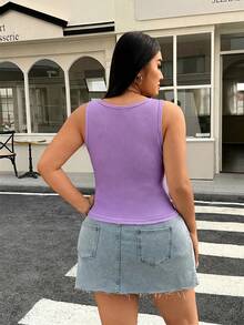 GalTyme 女款大尺碼水鑽亮面背心，紫色夏季夜店休閒優雅仙系時尚演唱會早午餐穿搭 - 紫羅蘭色 - 查看 2