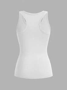 SHEIN EZwear 3件組女款露背細肩帶背心，瑜伽上衣，寬肩帶無袖運動上衣，適合夏季日間室內，白色灰色黑色休閒基礎款 - 彩色 - 查看 5