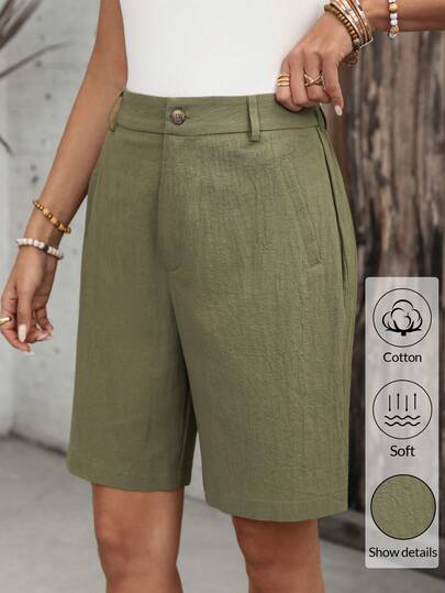 EMERY ROSE Pantalones cortos casuales minimalistas de unicolor para mujer