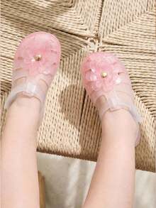 Cozy Pixies Một đôi sandal đế bằng mềm mại, thời trang và đa năng, màu hồng trong suốt, dễ thương dành cho bé gái, kiểu công chúa. - Hồng - Xem 3