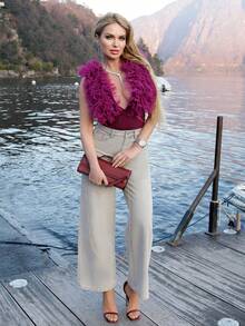 Elenary Edit 女式夏季宽松休闲破洞牛仔裤 - 灰色 - 查看 6