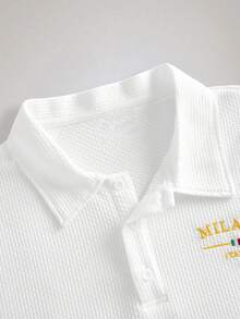 Officeau Men's Embroidered Polo Shirt, Plus Size Business Casual Golf Tennis Wear - White - View 4