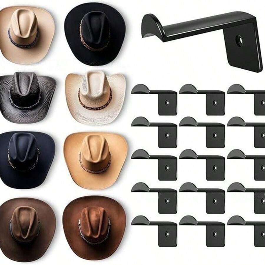 Cowboy Hat Hook Wall Mount, Hat Rack For Baseball Caps & Western Hats, Multifunctional Storage Hook For Scarves, Keys & Accessories, Western Room Decor (Black/White - Multicolor - View 1
