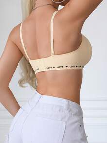 Comfortable Seamless Printed Heart Graphic Bra For Women - Apricot - View 5