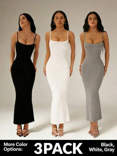 SHEIN PETITE 3PCS Women Long Dresses