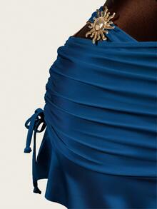 Zestiva Bộ đồ bơi cao cấp màu trơn gợi cảm dành cho nữ, có họa tiết mặt trời, thích hợp cho kỳ nghỉ biển. - Màu xanh ngọc - Xem 7